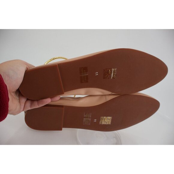 Jeffrey Campbell Tippy Ballet Flat Beige Gold Leather Pointed Toe Metal Ring 11 - Picture 9 of 13